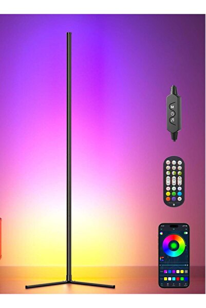 BORTONY مصباح أرضي ذكي LED بطول 65 بوصة، مصباح زاوية، 16 مليون لون متغير، مصب...