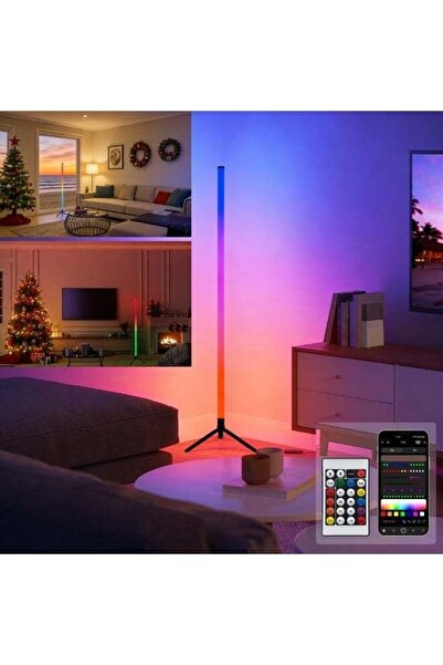 Arabest مصباح أرضي ركني LED RGB، مصباح أرضي قابل للتركيب بنفسك مع مزامنة المو...