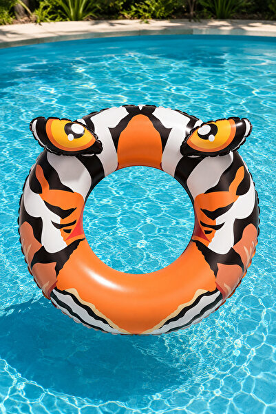 BESTWAY Tiger-Eyed Ring Float - Inflatable Tiger Ring Float - Tiger Pattern I...