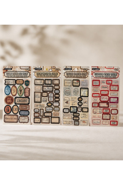 hediyeofisi Retro Etiket Scrapbook Sticker Seti 6 Sayfa H0-2597