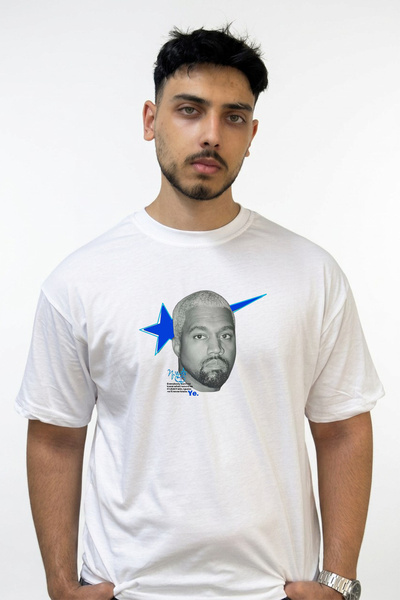 Anetos Ye_2 Design Printed Oversize White T-Shirt