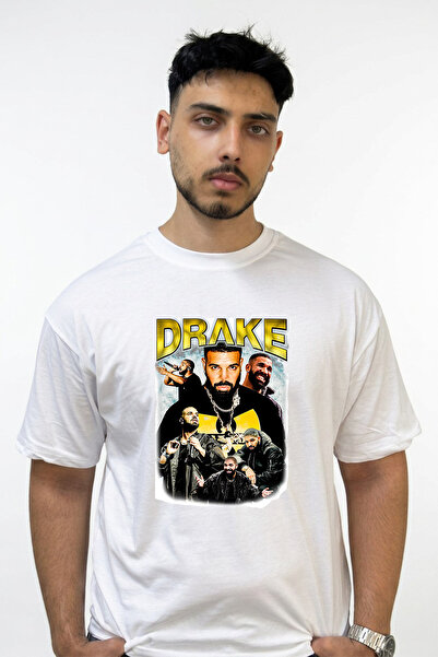 Anetos Drake_53 Дизайн Бяла овърсайз тениска с принт