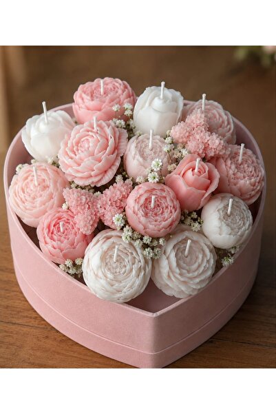 Yaratıcı sanatlar atölyesi Flower Bouquet Candle Set in a Gift Box Decorated ...