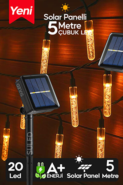 SULED Kristal Çubuklar 5 Metre 20 Led Solar Enerjili Bahçe Aydınlatması Led I...
