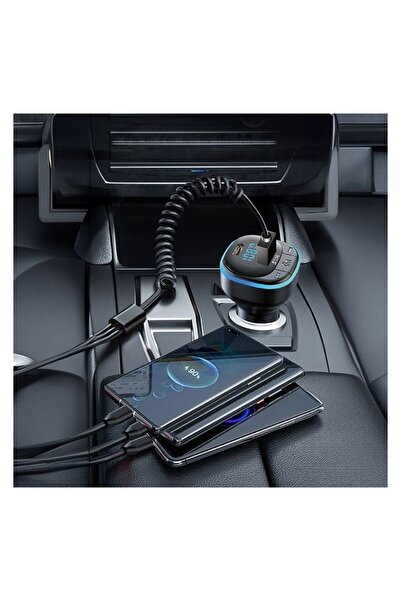Jumbo Modulator FM Auto 2 in 1 cu Bluetooth 5.0, Încărcător USB și Type-C, Negru