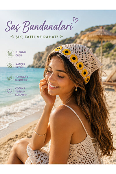 Percento Çiçek Motifli Yazlık Bandana