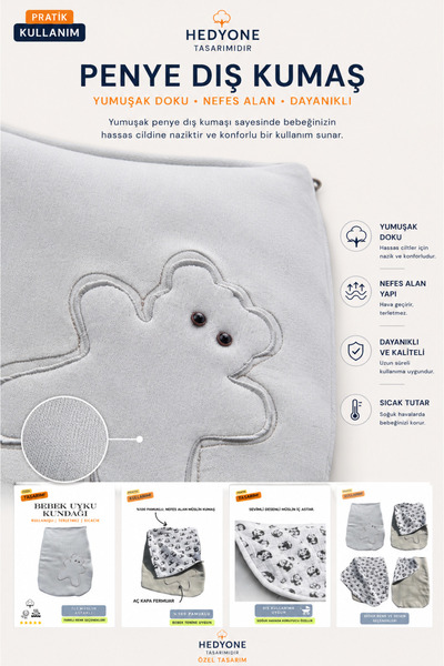 HEDYONE Baby Sleeping Bag and Swaddle with Zipper, 100% Cotton Muslin Inner Lining, Combed Cotton Outer Fabric, Special Design, 0-12 Months