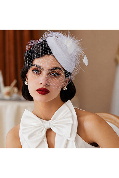 bba new trend Lüks Vualet Nikah Şapkası Gelin Şapkası Fascinator Kokteyl Şapk...