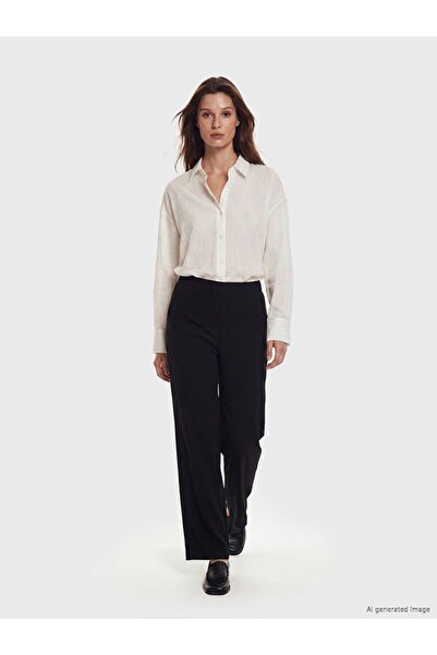 LC Waikiki Lcw Modest Black Elastic Waist Women's Trousers