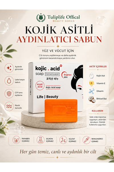 Tuliplifeoffical Kojik Asitli Aydınlatıcı Sabun – Leke Görünümü Karşıtı, Cilt...
