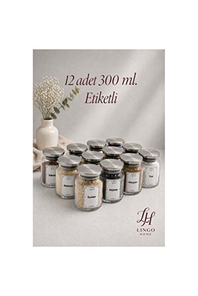 Empressco Set of 12 300ml Stainless Glass Spice Containers with Metal Lids, V...