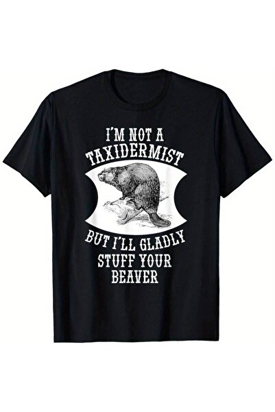 NOURAM تي شيرت رجالي بطباعة "I'm Not A Taxidermist" بخط عريض وخط سيرف مكثف مع...
