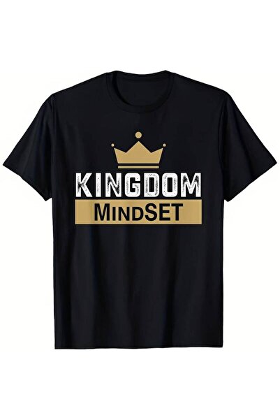 17 seramik تي شيرت Kingdom Mindset Faith - تي شيرت أسود بأكمام قصيرة وياقة دا...