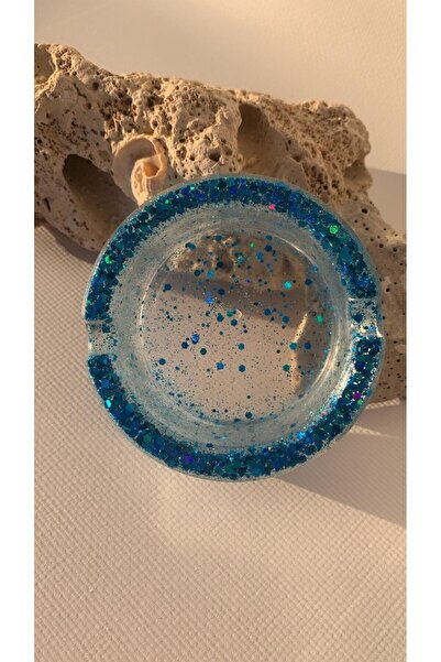 MISS GOLDEN Transparent Colored Blue Glitter and Sequin Decorated Small Round...
