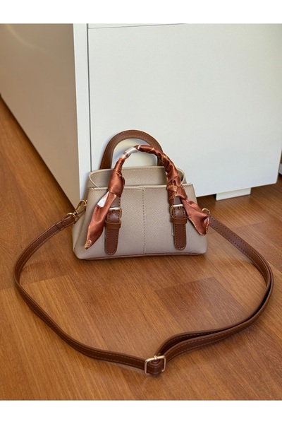 Bagnest Mini Size Women's Hand and Shoulder Bag with Scarf Detail