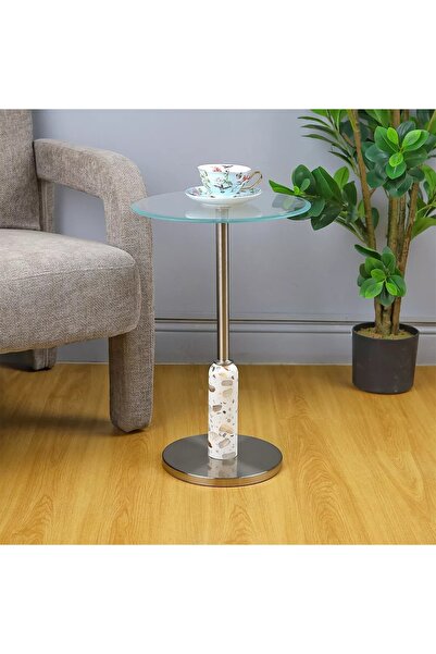 Al Hadaya Mall Elegant and Modern Design Service Table with Glass Surface - S...