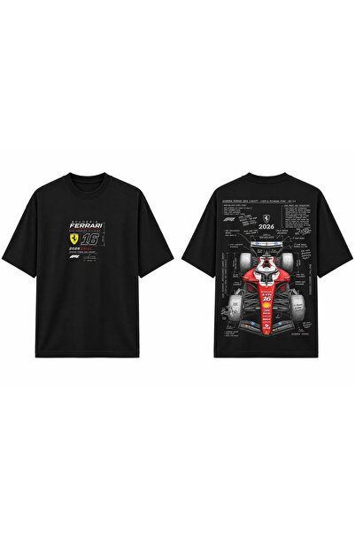TOMRİS TASARIM Charles Leclerc Ferrari Formula 1 Oversize T-Shirt
