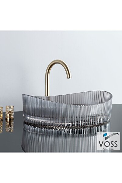 voss Cavo Επικαθήμενος Νιπτήρας Γυάλινος 50x37,5εκ Glass Grey