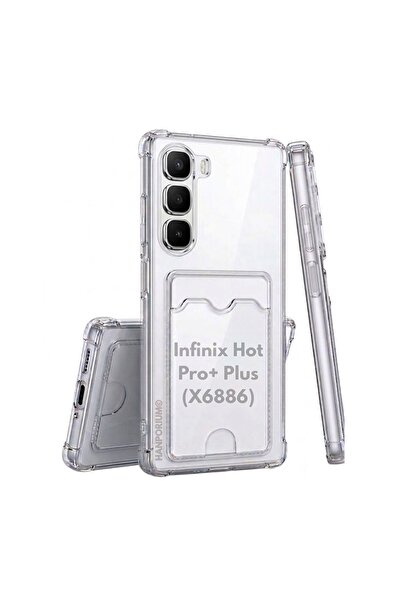 HANPORIUM Infinix Hot 60 Pro Plus Uyumlu Kartlıklı Kılıf Köşe Korumalı Cüzdanlı Silikon Kapak Şeffaf