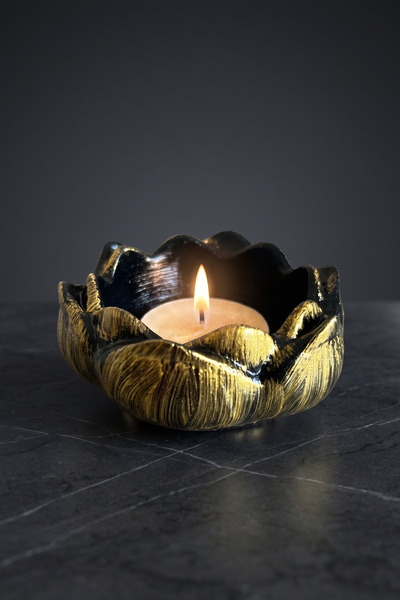 MoonArts Dekoratif El Yapımı Taş Tozu Pinterest Lotus Mumluk 2'li (Mum Dahil ...