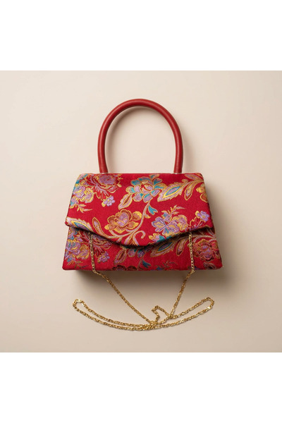 Letafia Valley Ethnic Pattern Shoulder Bag Claret Red