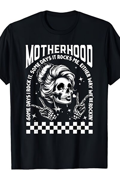 12 Teknoloji Mama Life Motherhood Skull and Some Days I Rock It Graphic T-Shi...