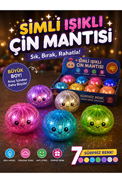 ŞOKİTO Işıklı Simli Çin Mantısı Squishy | Büyük Boy Yumuşak Oyuncak | Sık Bır...