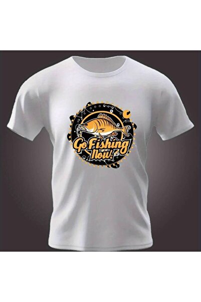 212Wear GO FISHING NOW Print T Shirt, Comfy Tees Men, Casual Short Sleeve T-s...