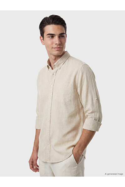LC Waikiki Nevavm Regular Fit Linen Blend Men's Shirt with Difference