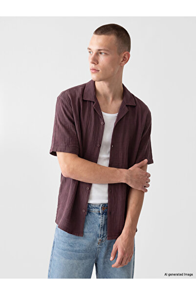 LC Waikiki Nevavm Comfortable Fit Men's Textured Shirt with Difference