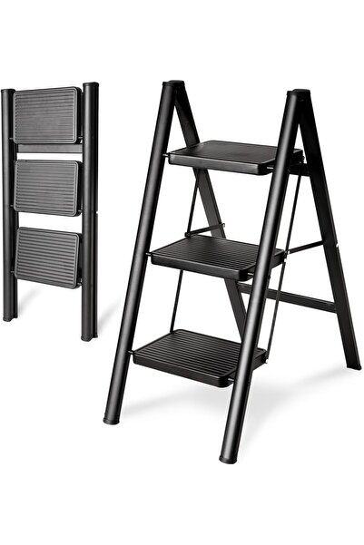 Cady One 3 Step Folding Step Stool with Wide Anti-Slip Pedals Heavy Duty with...