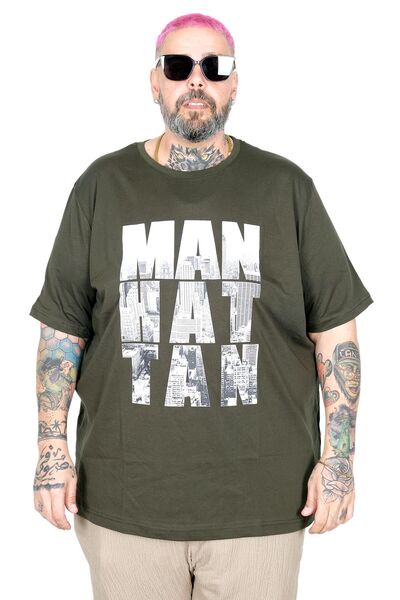 ModeXL Mode XL Plus Size T-Shirt Bis Ovratnik Manhattan U26118 KAKI