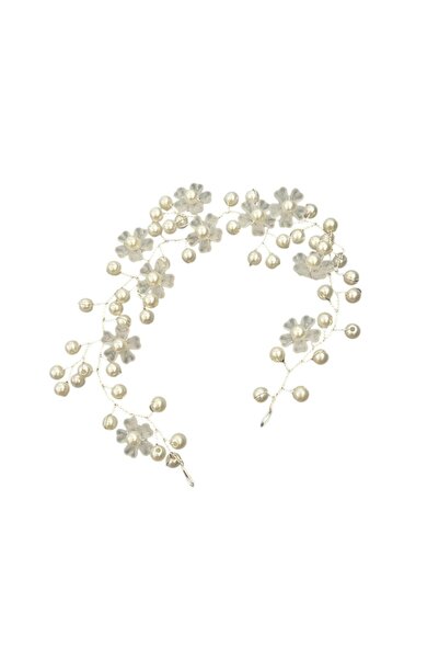 OEM Hair styling accessory with white pearls and transparent flowers