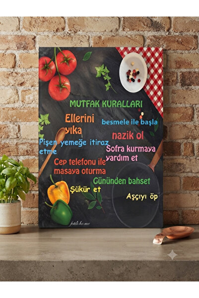 Deniz Party Store Pvc Kaplama Mutfak Kuralları Panosu 42,5x30 cm