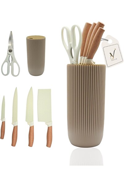 View star Viewstar 6-Piece Kitchen Knife Set with Universal Knife Block – Sha...