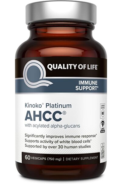 Kinoko Platinum Ahcc 750 mg 60 Veggie Capsules Usa Menşeii DaphneLabs