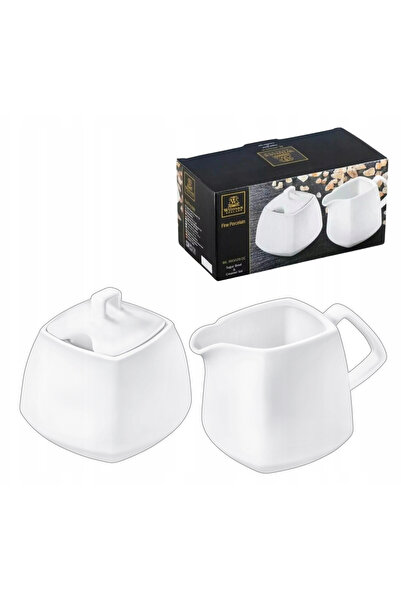WILMAX ENGLAND Set Zaharnita si Cremiera din Portelan Alb, 2 piese, Fine Porc...
