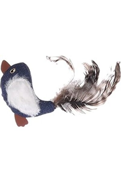 Flamingo Fl Ct Jeany Catnip Bird Toy with Denim Pattern/Navy Blue