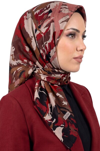 hadiora Women's Coffee Red Modern Patterned Stitched Writing