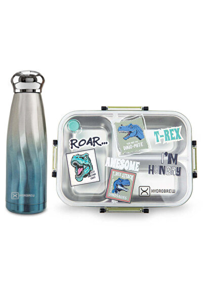 Hydrobrew Steel Core 3 Compartment Lunch Box 750ml w/ Double Wall Stainless S...