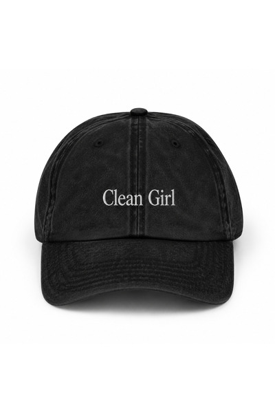 WeavedCo Clean Girl Embroidered Hat, Clean Girl Vintage Washed Baseball Cap (...