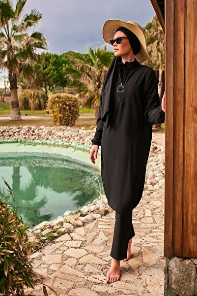 Marina Swimwear Full Covered Parachute Hijab Swimsuit 4 Pieces - Black |   M2402