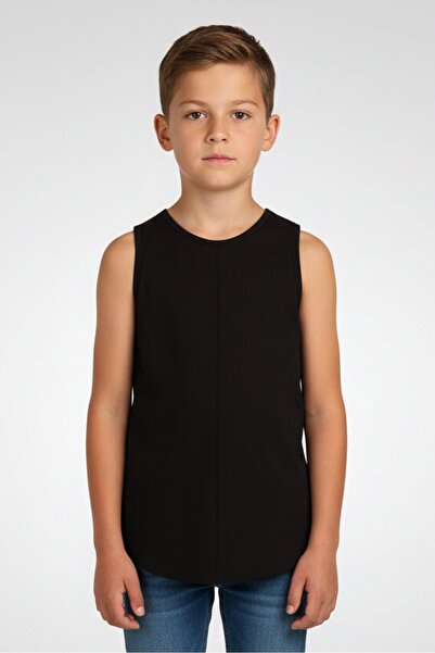 Litlhood Kids Boy Sleeveless Plain Vest, Black