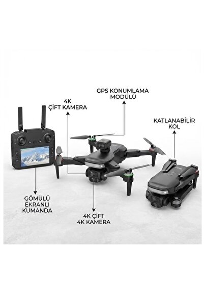 MRKAY K2 Profesyonel 4K Çift Kameralı GPS Drone - Fırçasız Motorlu Katlanabil...