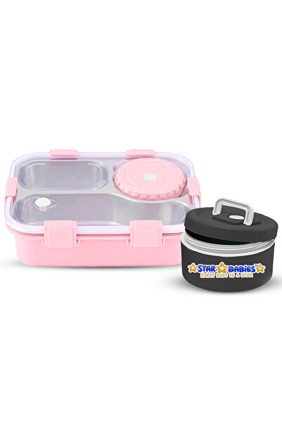 STAR BABiES - set of 2 - Stainless Steel Bento Lunch Box with 4 Compartments ...