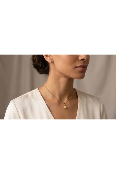 robel Elegant Gold-Plated Crystal Pendant Necklace & Stud Earrings Set for Women
