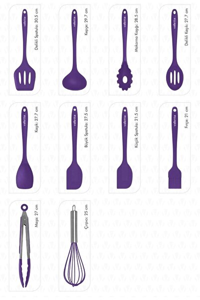Yıldızan Edl Shop Salvatore 10 Piece Purple Heat Resistant Fireproof Non-Stic...