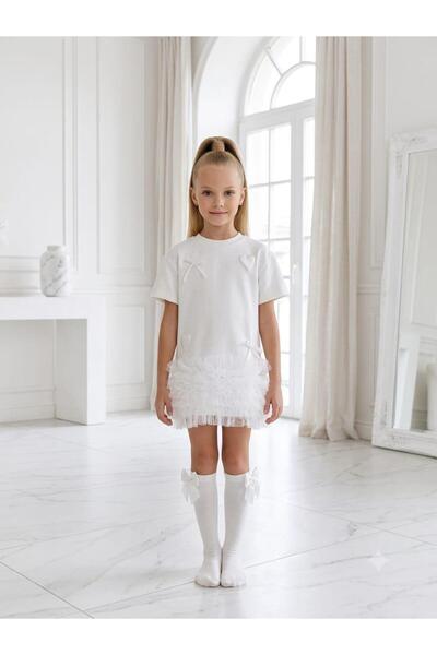 aykidsclup Girl's White Ruffle Dress (Including Buckle and Socks) 1922