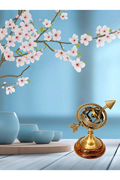 Al Athar Arts Brass Armillary Sphere Astrolabe with Wooden Base – Maritime Na...