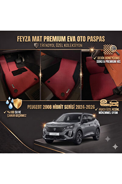 FEYZA OTO PEUGEOT PEJO 2008 HIBRIT SERİSİ 2024-2026 ARACA ÖZEL EVA PASPAS TAK...